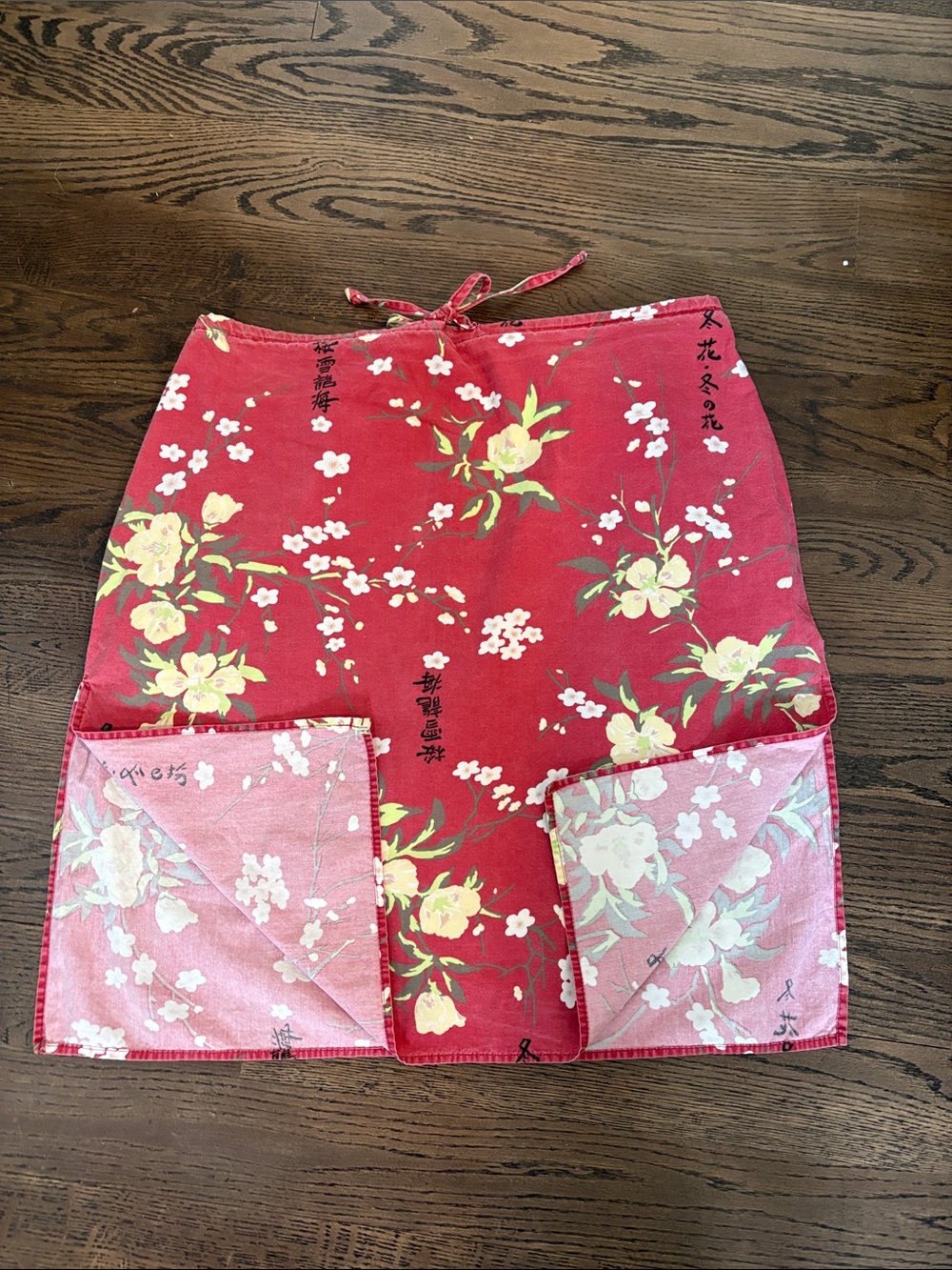 RARE Vintage Slant Cherry Blossom Mini Skirt with Drawstring Waist - Picture 5 of 9